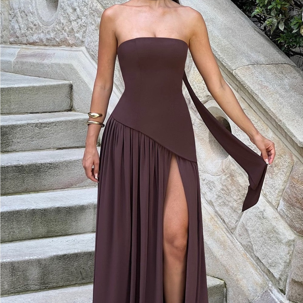 MALIYAH MAXI DRESS - PLUM BROWN